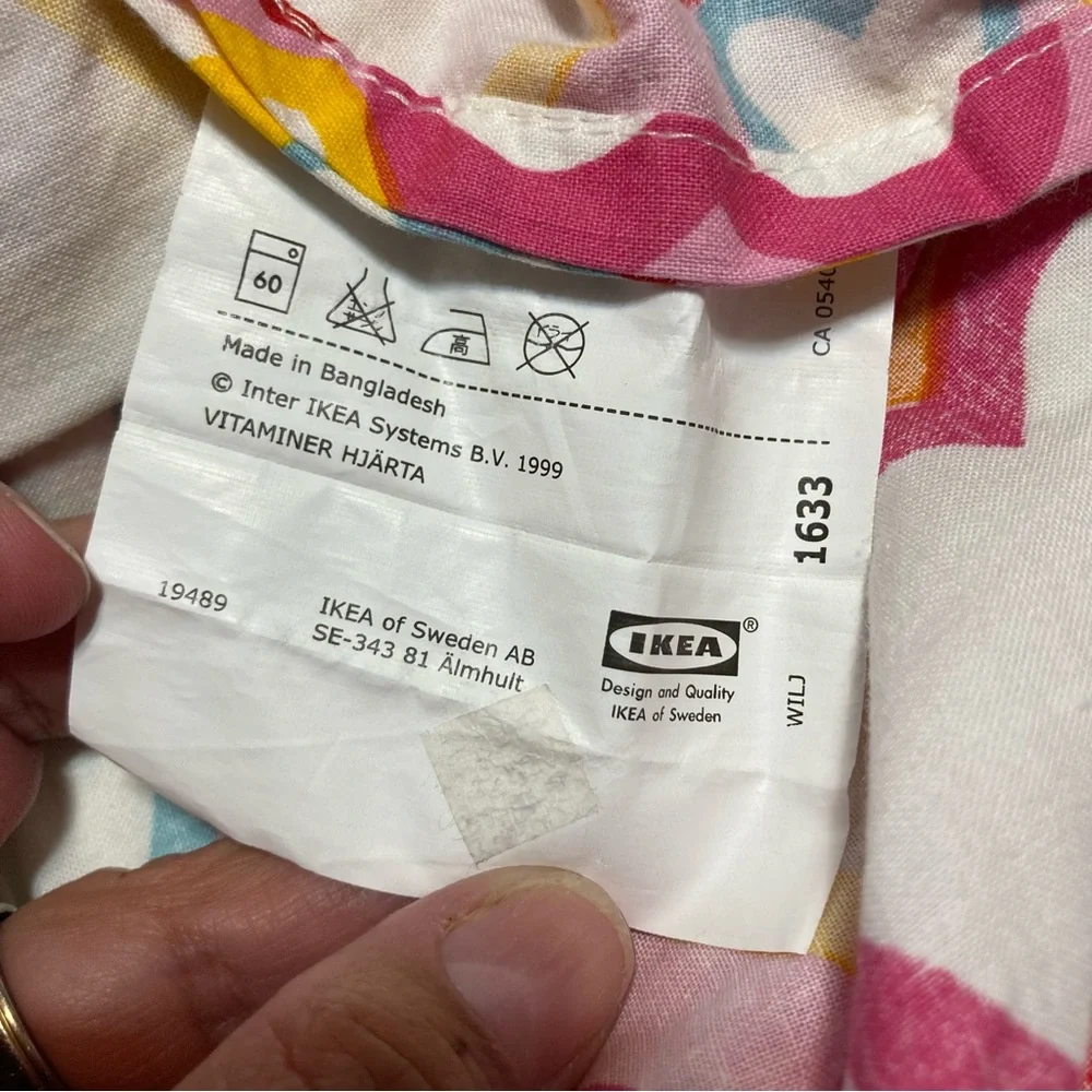 IKEA Hearts Vitaminer Hjarta Pink White Cotton Reversible Duvet Cover Twin